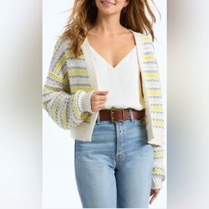 525 America | Crimped Cardigan Chalk Multi